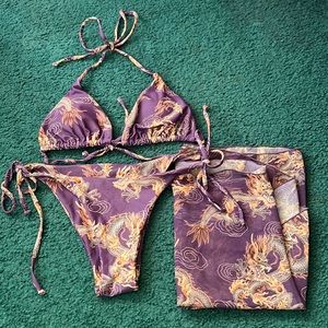 Purple Chinese dragon bikini set